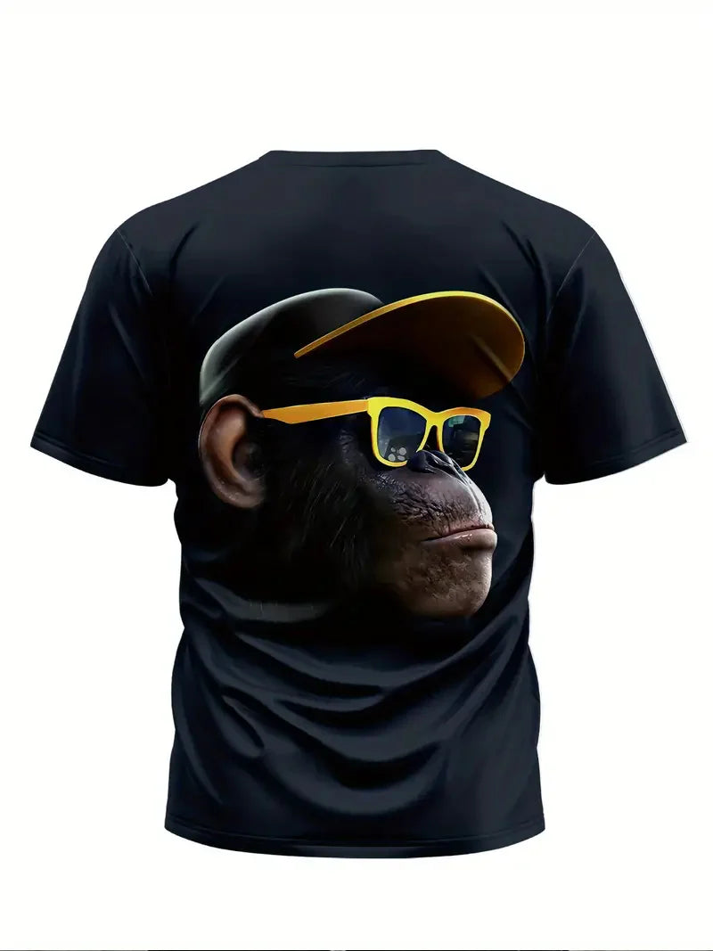 Men's Personalized 3D Gorilla Print T-shirt, Oversized Fashion Casual Loose Fit Tees Short Sleeve Tops For Big & Tall Males, Men's Clothing, Plus Size