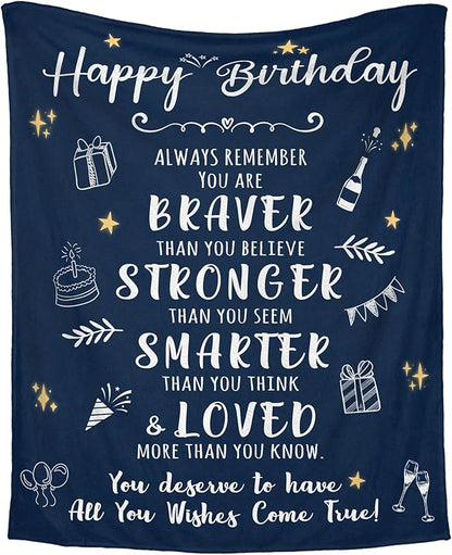 Blanket for Daughter Gifts, “Happy birthday to you”, From Mom Dad, Birthday Christmas Graduation Holiday, Inspirational Motivational