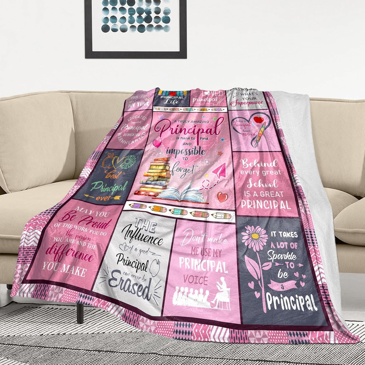 Blanket for Principal Gifts, “A Truly Amazing Principal is Hard to Find and Impossible to Forget”, From Students, Birthday, Christmas, Inspirational