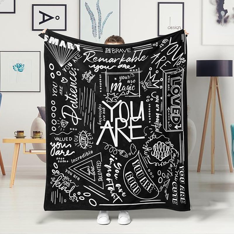 Blanket for Son Gifts, “You Are Loved You Are Remarkable You Are Brave”, From Mom Dad, Birthday Christmas Graduation, Inspirational