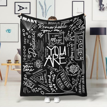 Blanket for Son Gifts, “You Are Loved You Are Remarkable You Are Brave”, From Mom Dad, Birthday Christmas Graduation, Inspirational