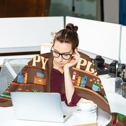 Blanket for Daughter Gifts, “Reading Is My Happy Place”, From Mom Dad, Birthday, Christmas, Graduation, Inspirational Theme