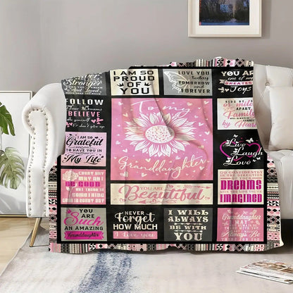 Blanket for Granddaughter Gifts - To my Granddaughter - From Grandma Grandpa, Birthday Christmas Graduation, Inspirational Motivational