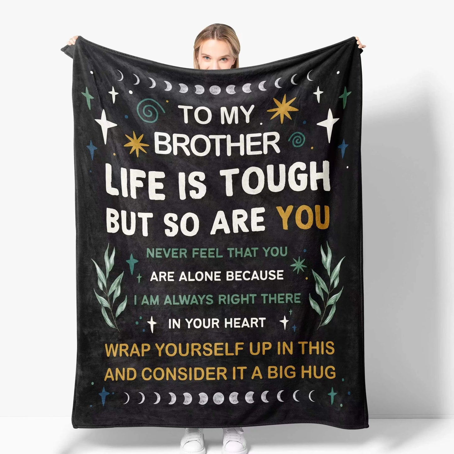 Blanket for Brother Gifts - To My Brother Life Is Tough But So Are You - From Sibling, Birthday, Christmas, Everyday Encouragement, Inspirational Motivational