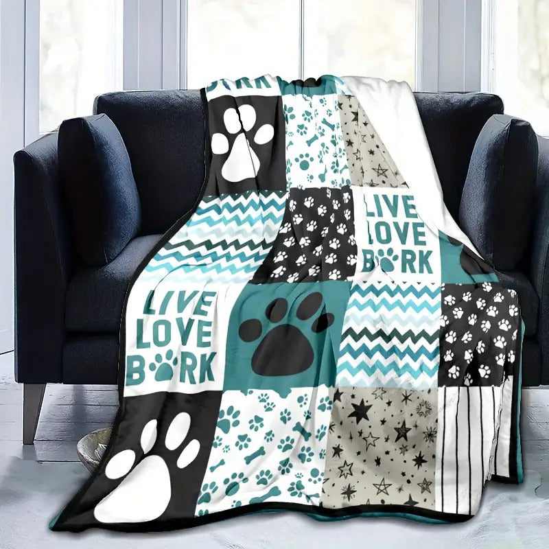 Gifts for Dog Lover Blanket - Live Love Bork - From Pet Parent, Birthday Christmas Everyday Encouragement, Inspirational Pets