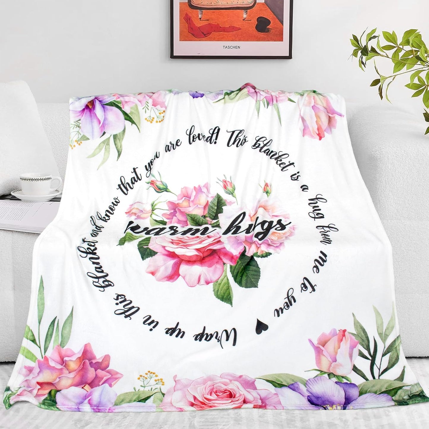 Blanket for Son Gifts, “Warm Hugs”, From Mom Dad, Birthday Christmas Graduation Everyday Encouragement, Inspirational Motivational