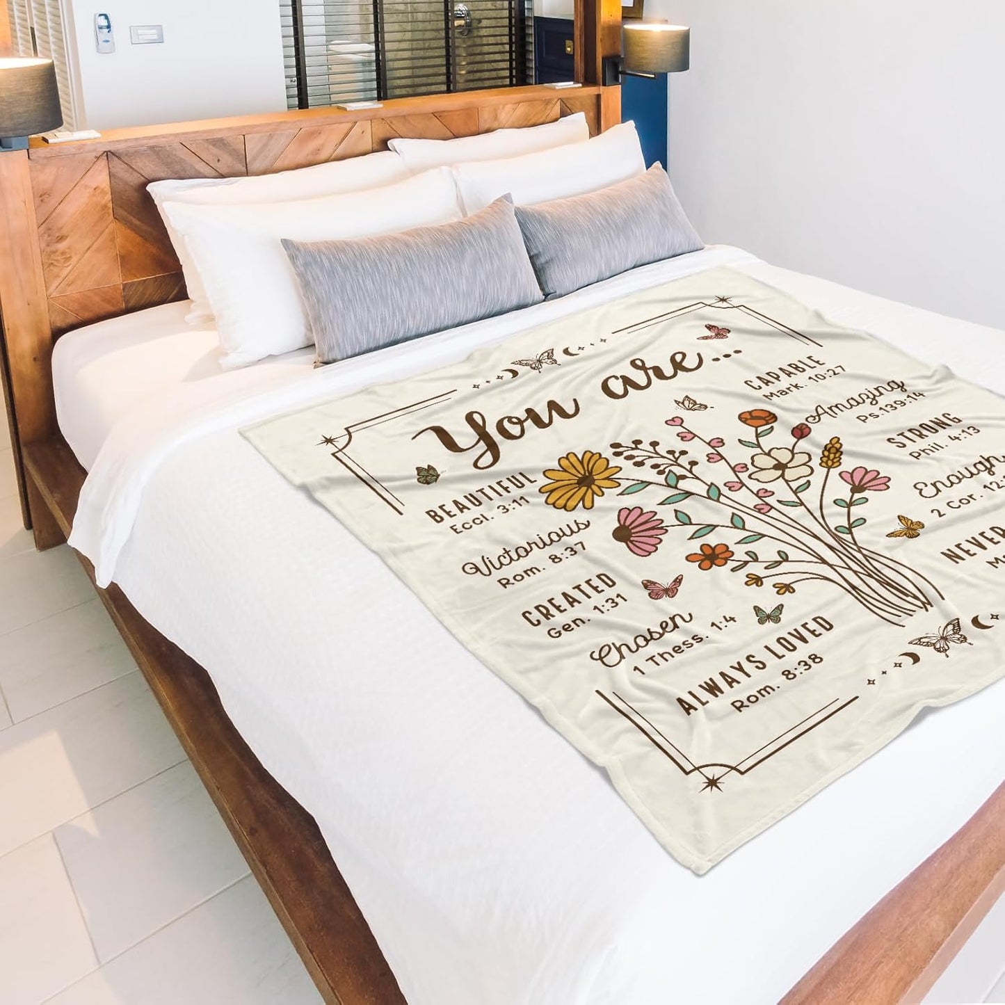 Blanket for Daughter Gifts, “You Are... Beautiful, Capable, Amazing, Loved, Never Alone”, From Mom Dad, Birthday Christmas Graduation, Inspirational