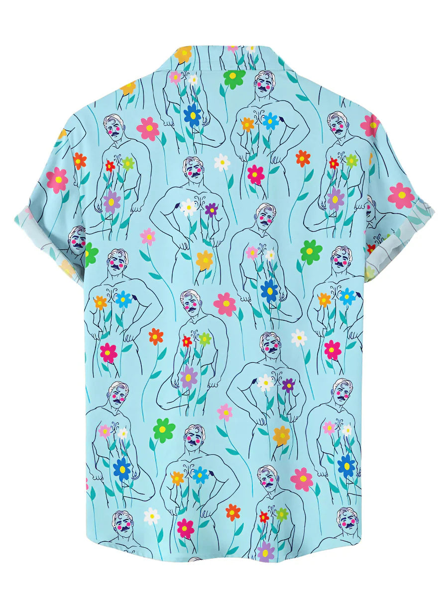 Men's Fun Sexy Floral Valentine's Day Print Hawaiian Shirt