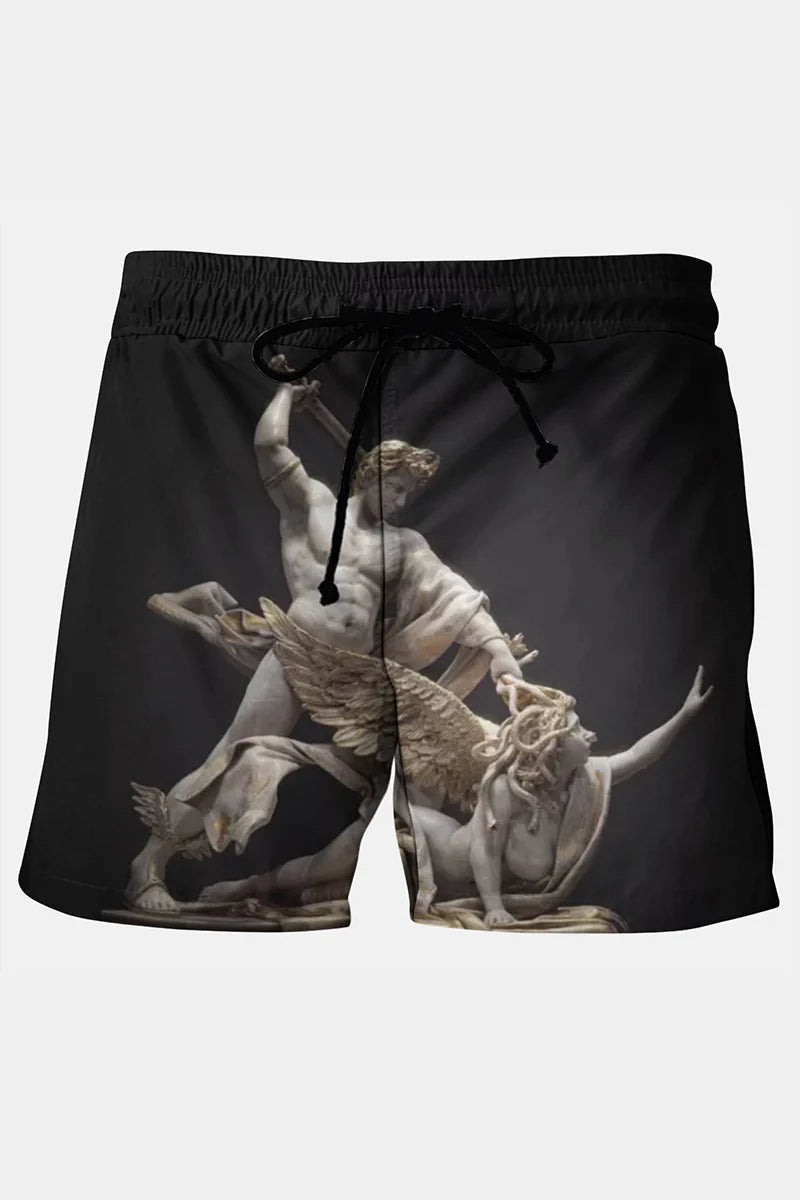 Men's Perseus Killing Medusa Sculpture Printing Shorts