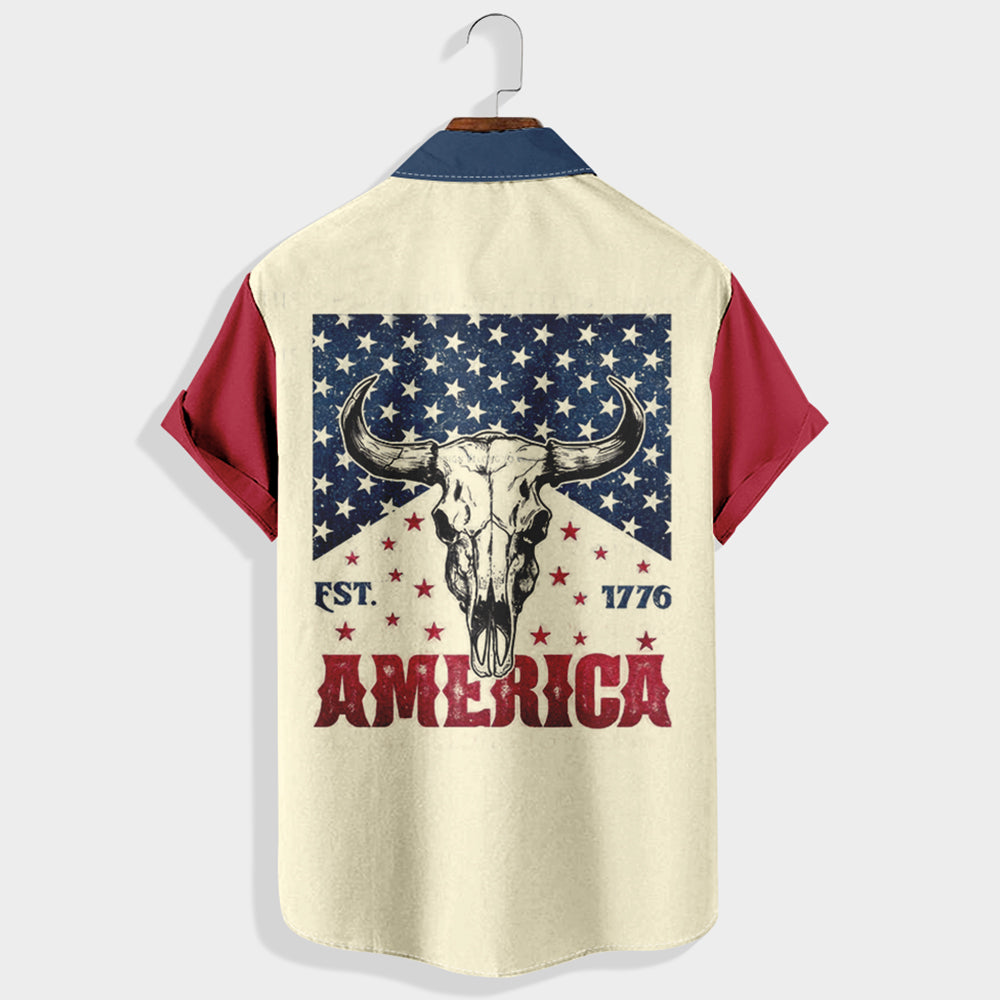 America Est. 1776 Printed Short Sleeve Shirt & Shorts Set