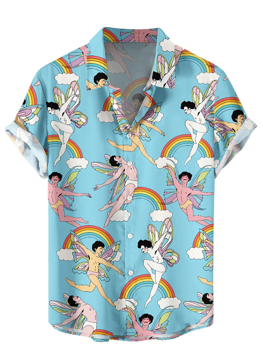 Men's Fun Sexy Rainbow Art Print Hawaiian Shirt