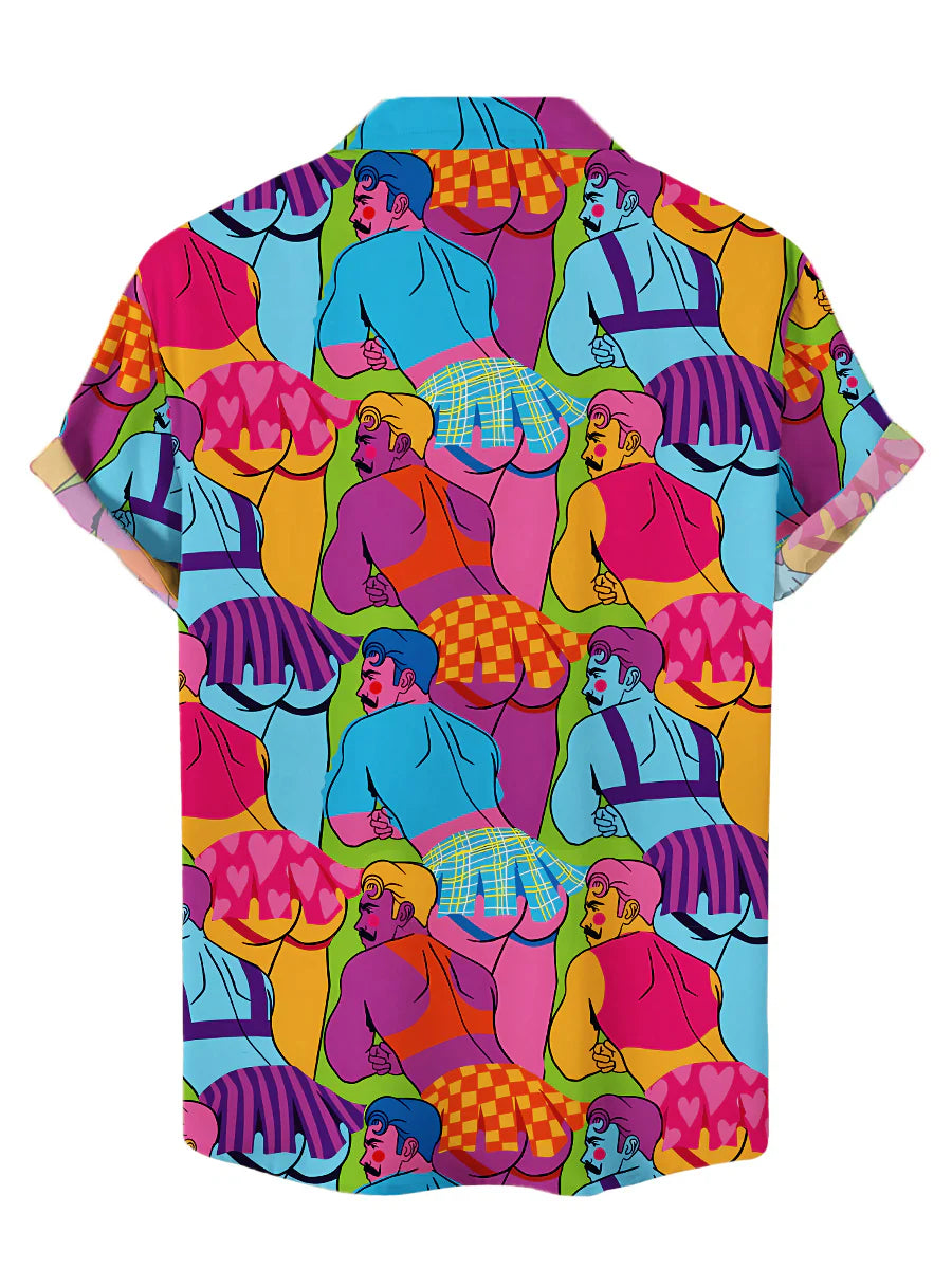 Men's Fun Sexy Skirt Printed Hawaiian Shirt