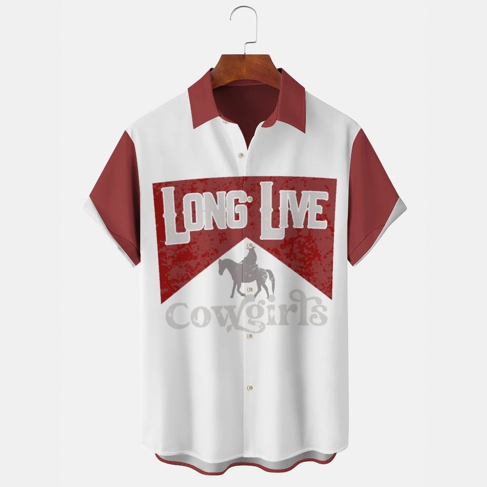 Long Live&Cow Girls Men's Casual Stand Collar Soft & Breathable Short Sleeve Shirt