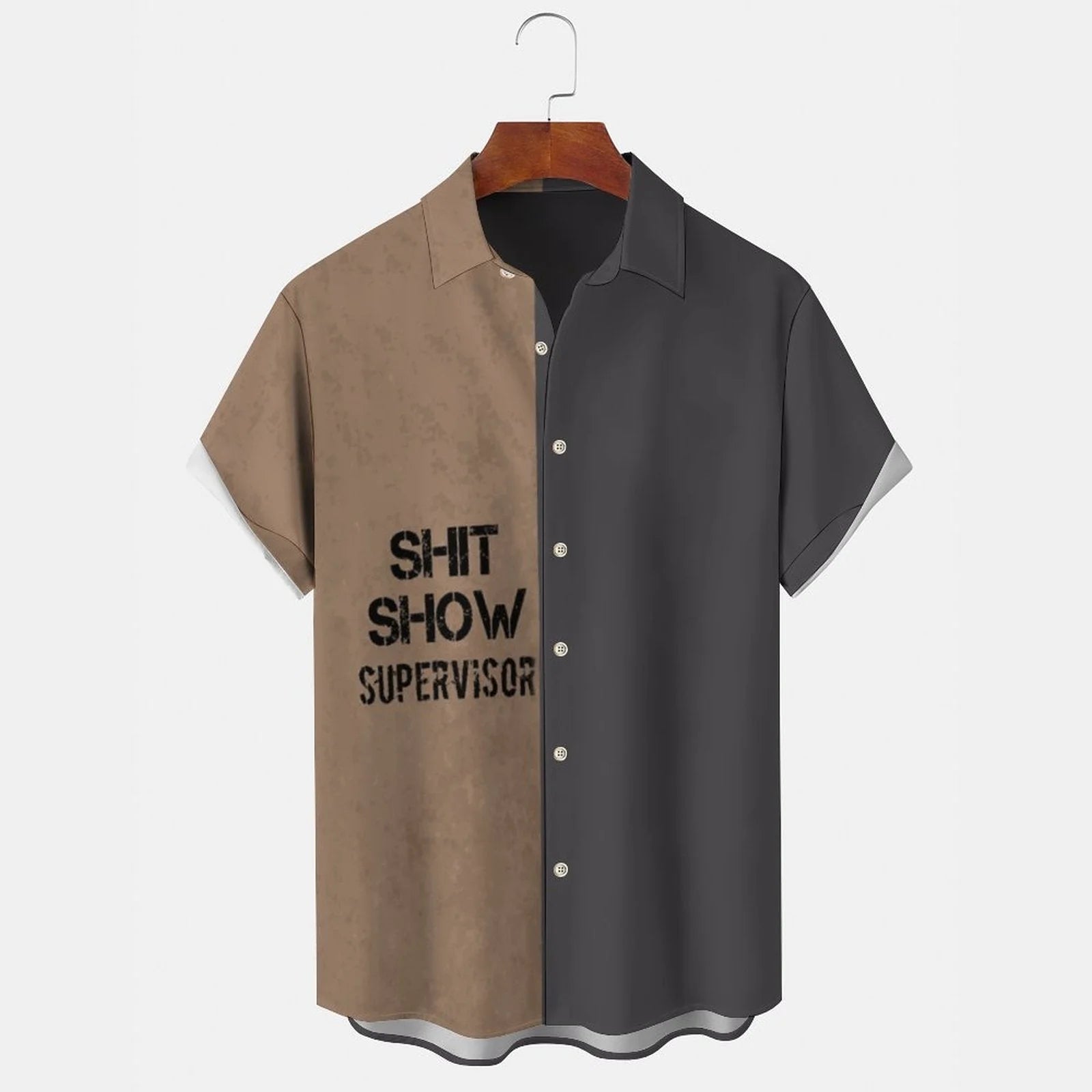 Shit Show Supervisor Men's Casual Stand Collar Soft & Breathable Short Sleeve Shirt