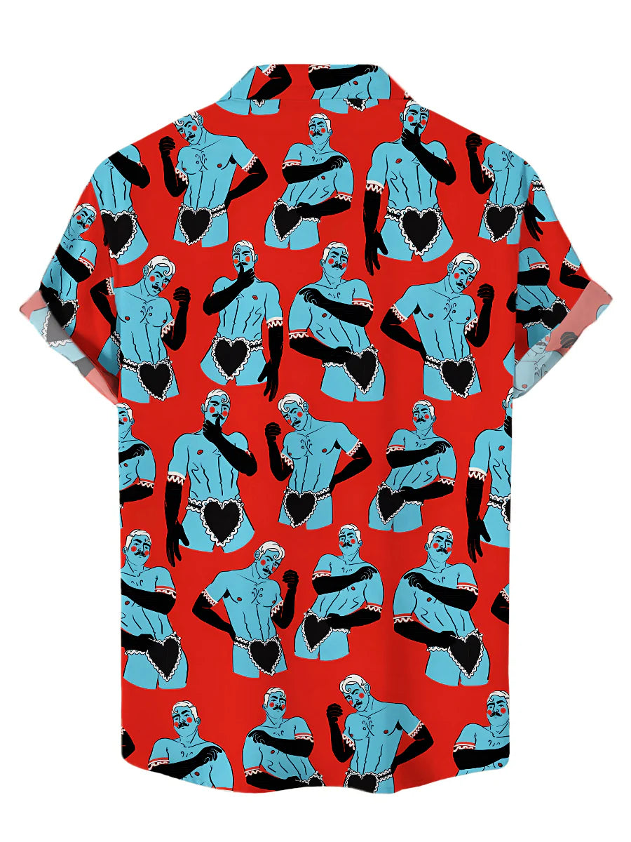 Men's Fun Sexy Heart Apron Print Hawaiian Shirt