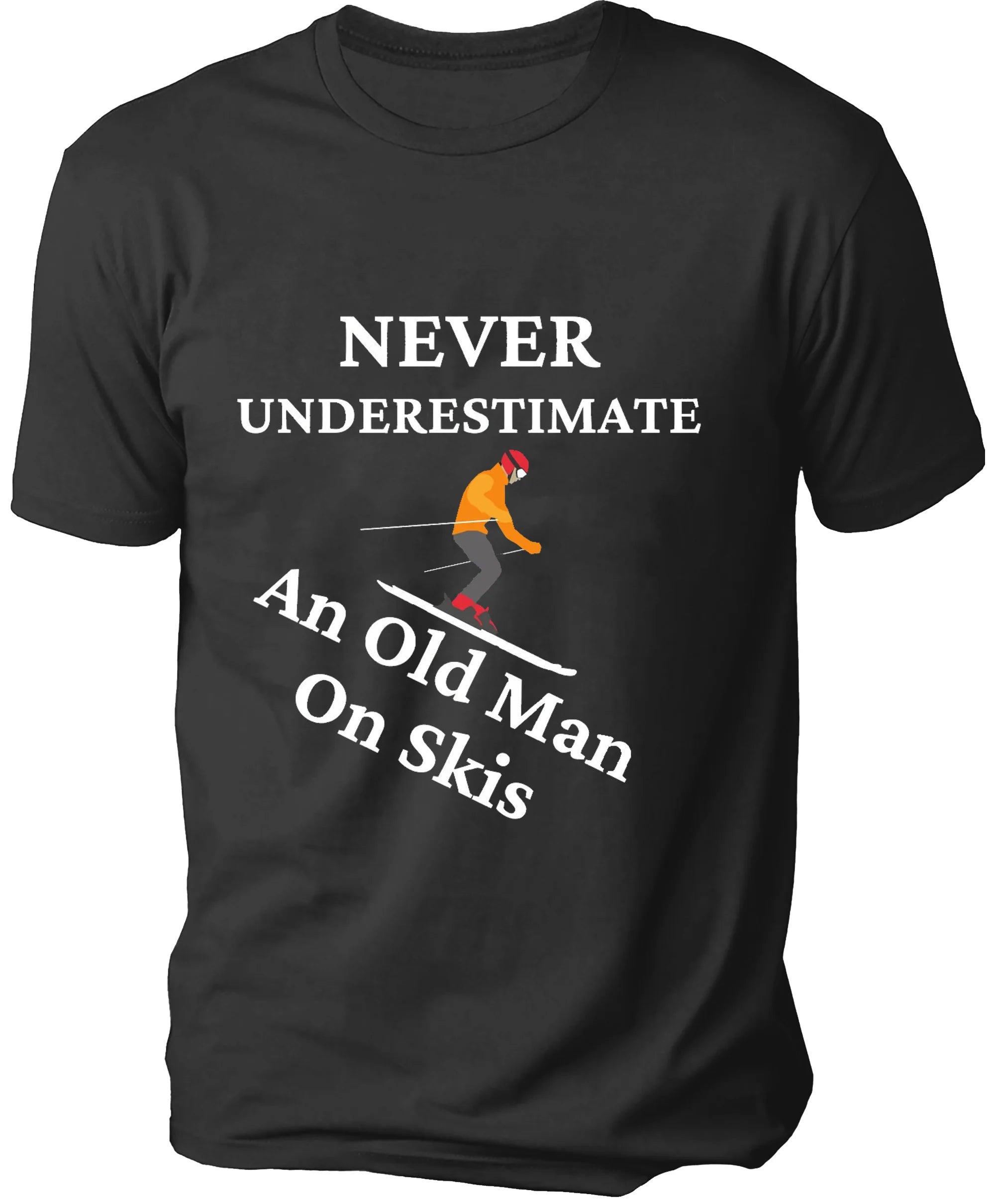 Never Underestimate An Old Man On Skis Casual Men's T-Shirt