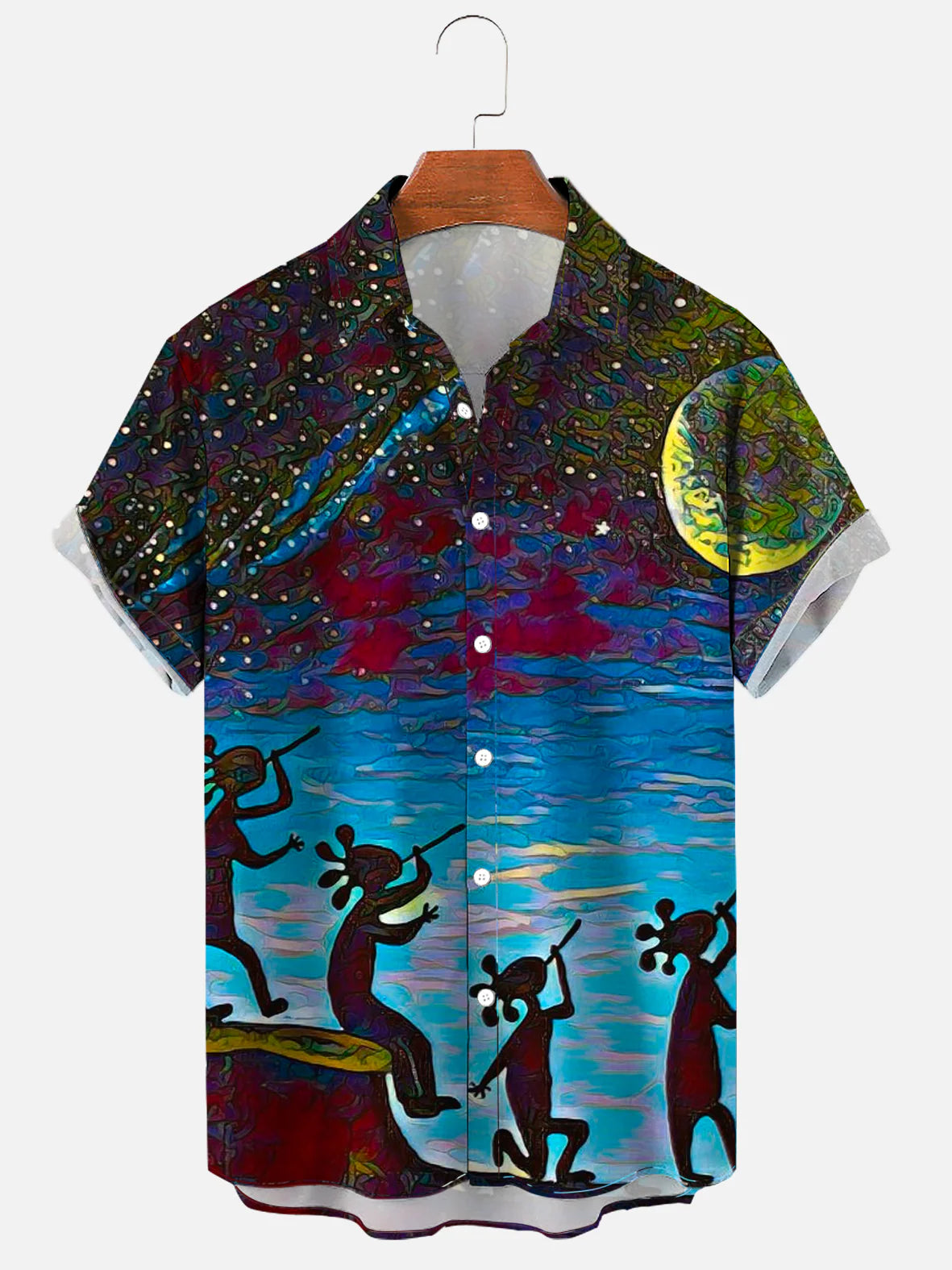 Retro Art Illustration Print Soft & Breathable Short Sleeve Shirt