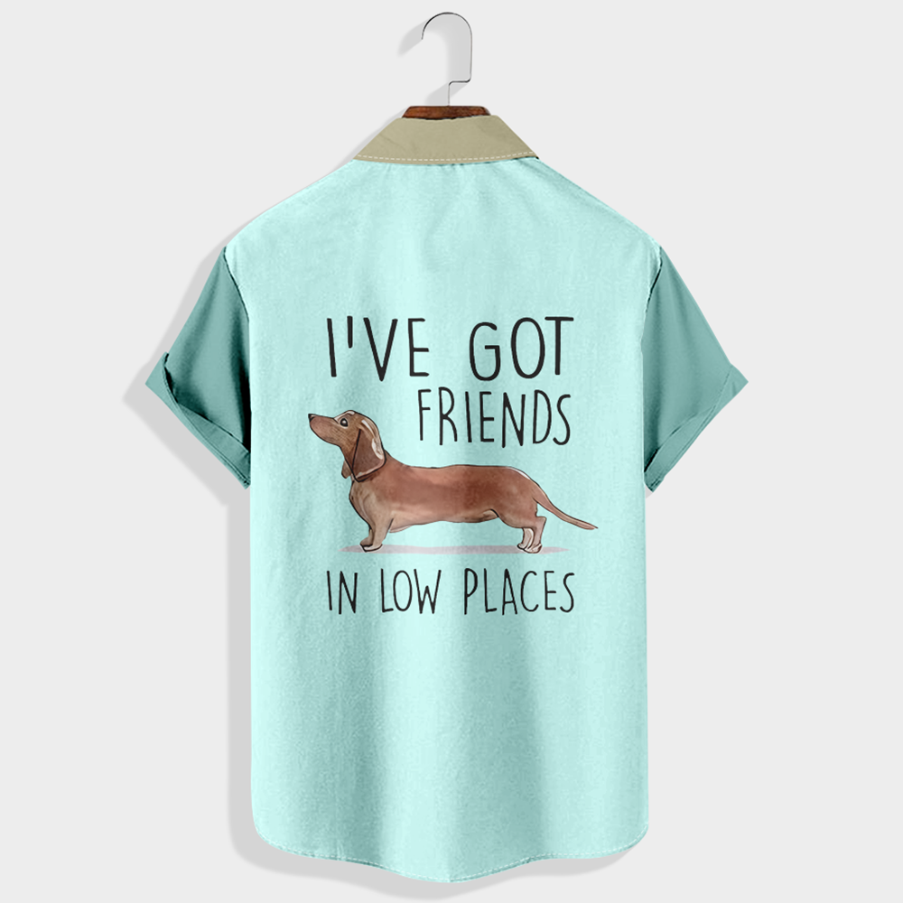 I¡¯ve got friends in low places Printed Short Sleeve Shirt & Shorts Set