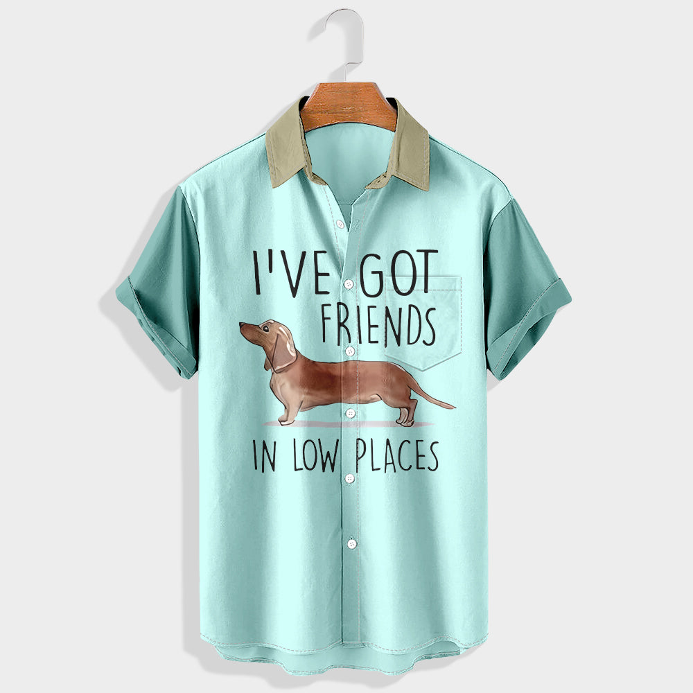 I¡¯ve got friends in low places Printed Short Sleeve Shirt & Shorts Set