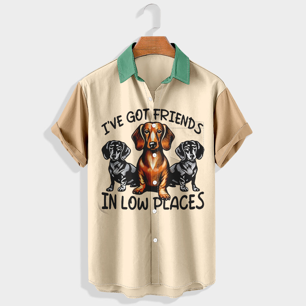I¡¯ve got friends in low places Printed Short Sleeve Shirt & Shorts Set