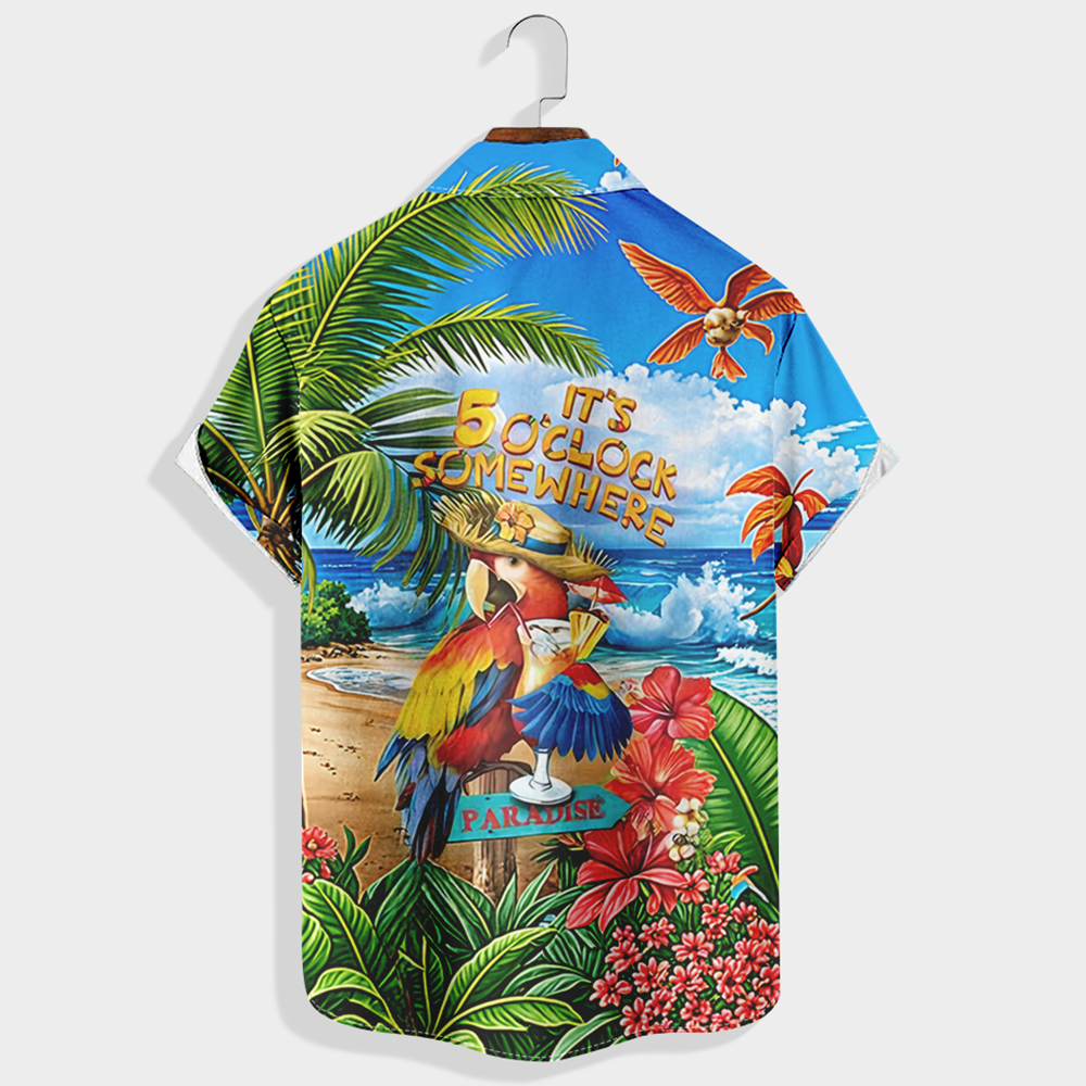 It¡¯s five o¡¯clock somewhere Printed Short Sleeve Shirt & Shorts Set