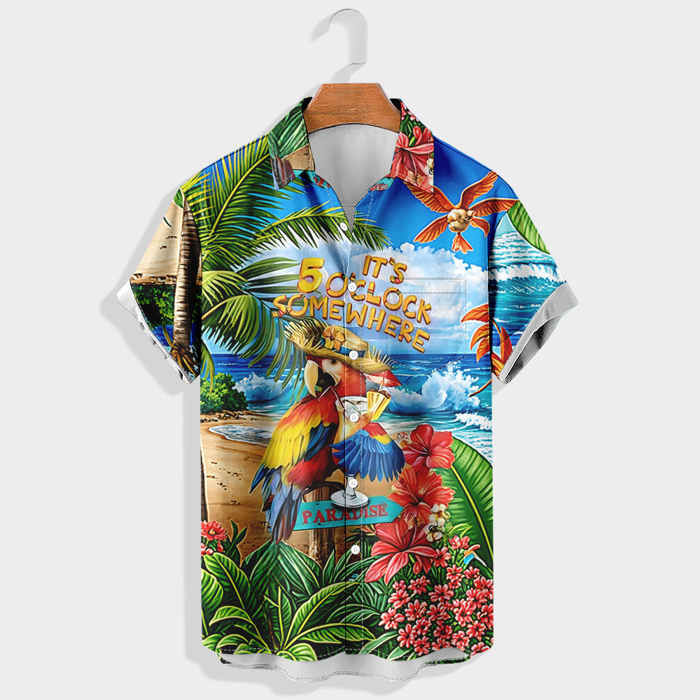 It¡¯s five o¡¯clock somewhere Printed Short Sleeve Shirt & Shorts Set