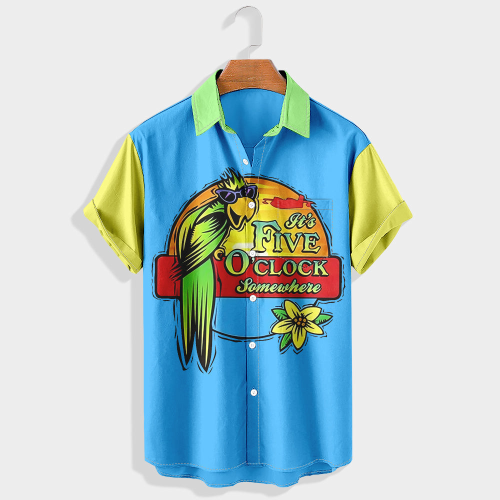 It¡¯s five o¡¯clock somewhere Printed Short Sleeve Shirt & Shorts Set