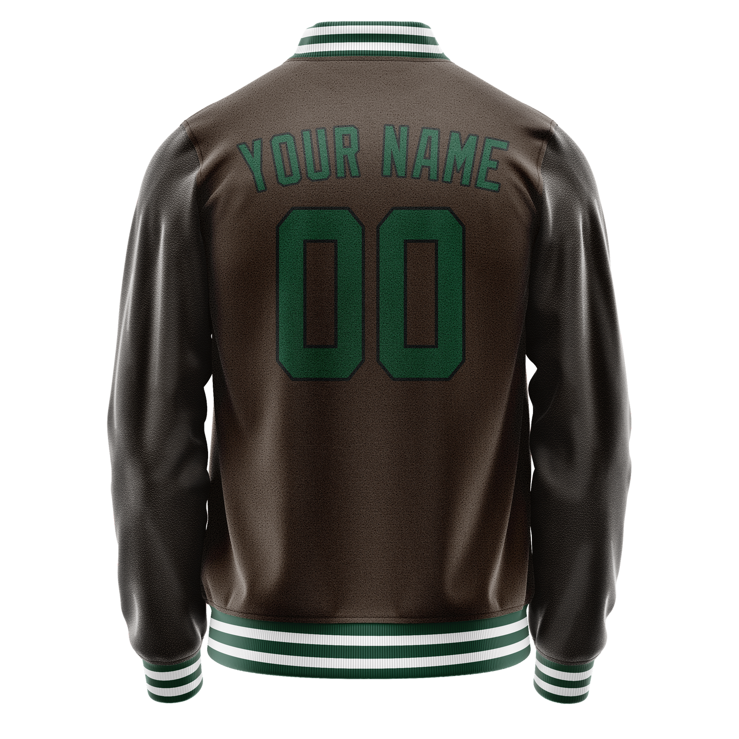 Custom Brown Teal Solid Color Varsity Letterman Jacket