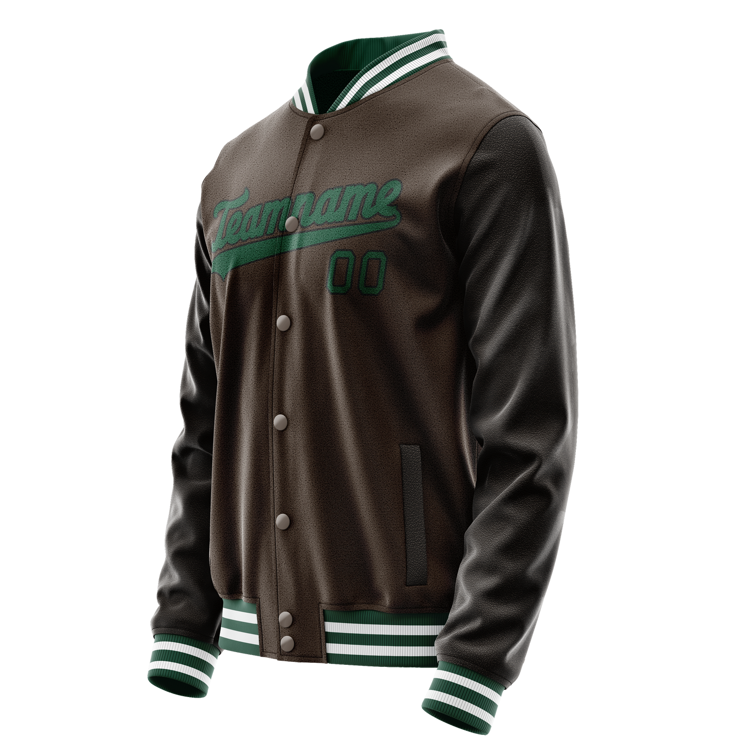 Custom Brown Teal Solid Color Varsity Letterman Jacket