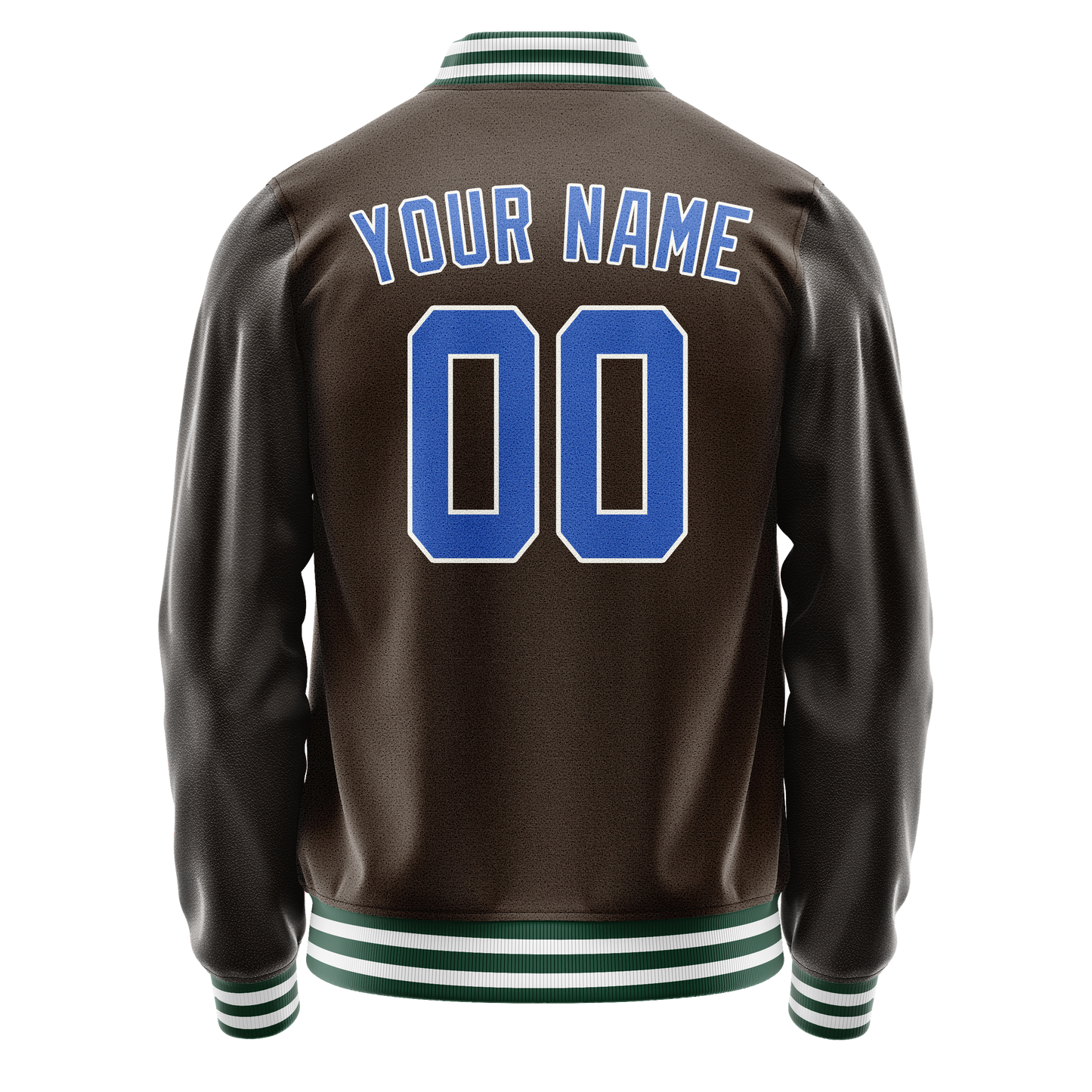 Custom Brown Teal Solid Color Varsity Letterman Jacket