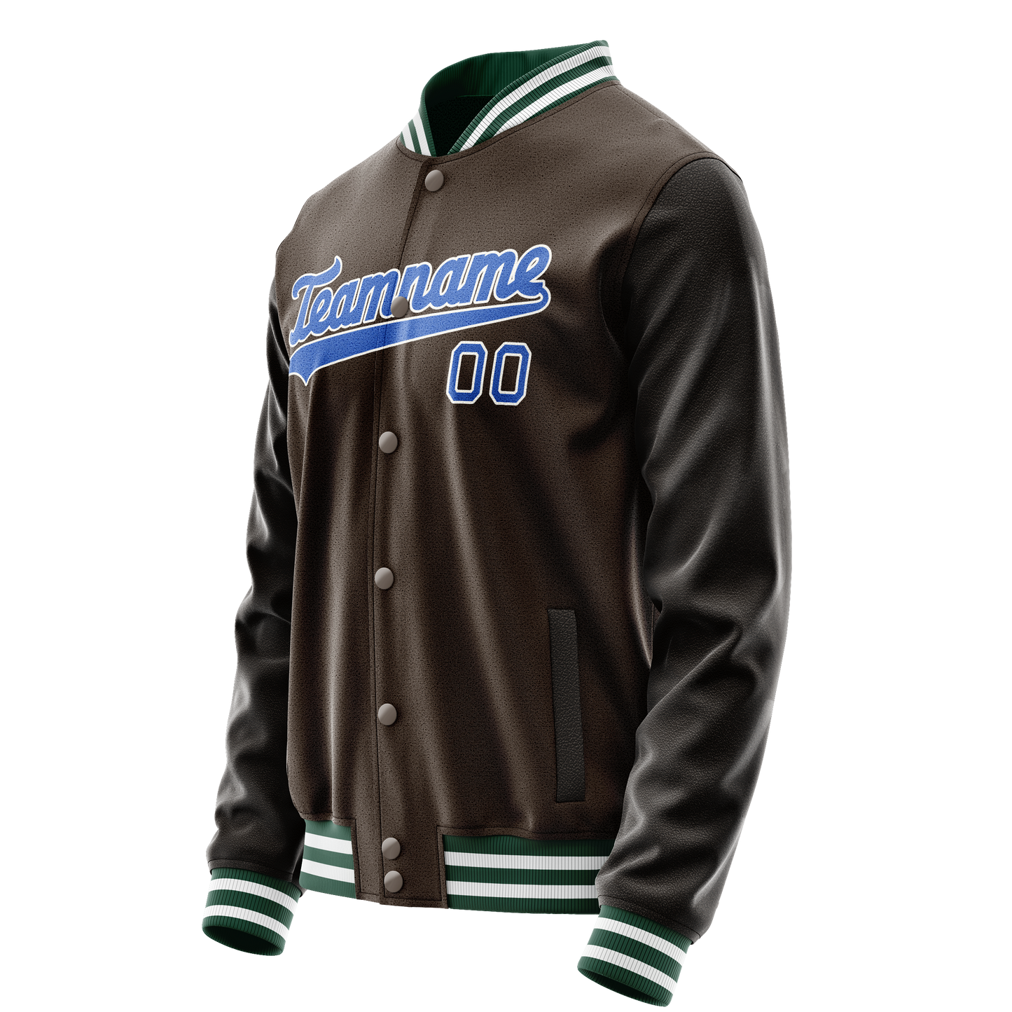 Custom Brown Teal Solid Color Varsity Letterman Jacket