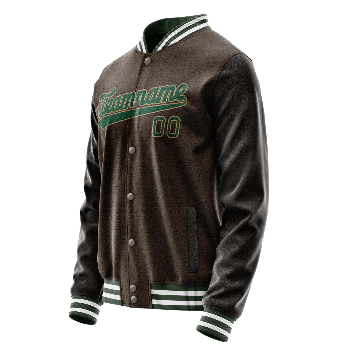 Custom Brown Kelly-Green Solid Color Varsity Letterman Jacket