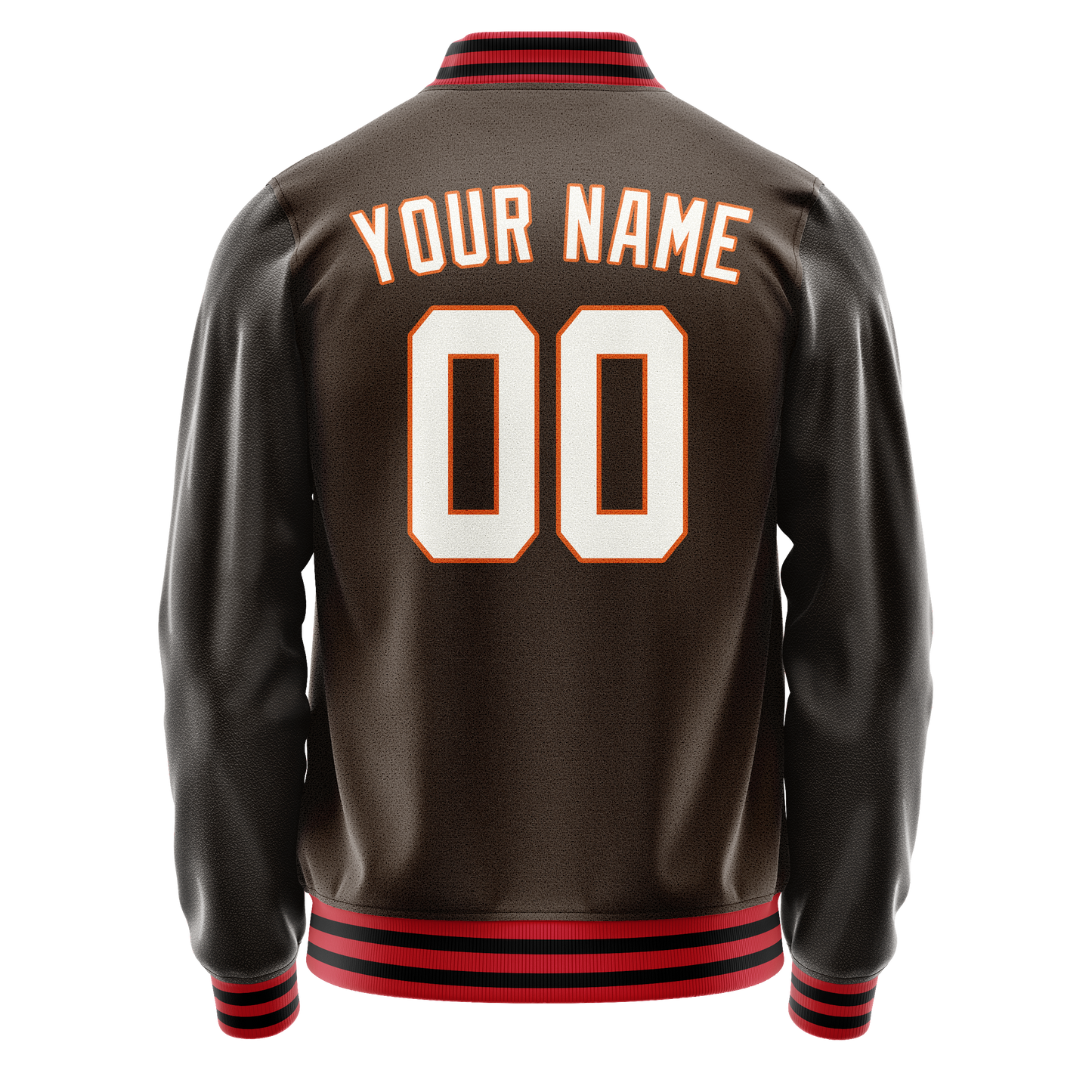 Custom Brown White Solid Color Varsity Letterman Jacket