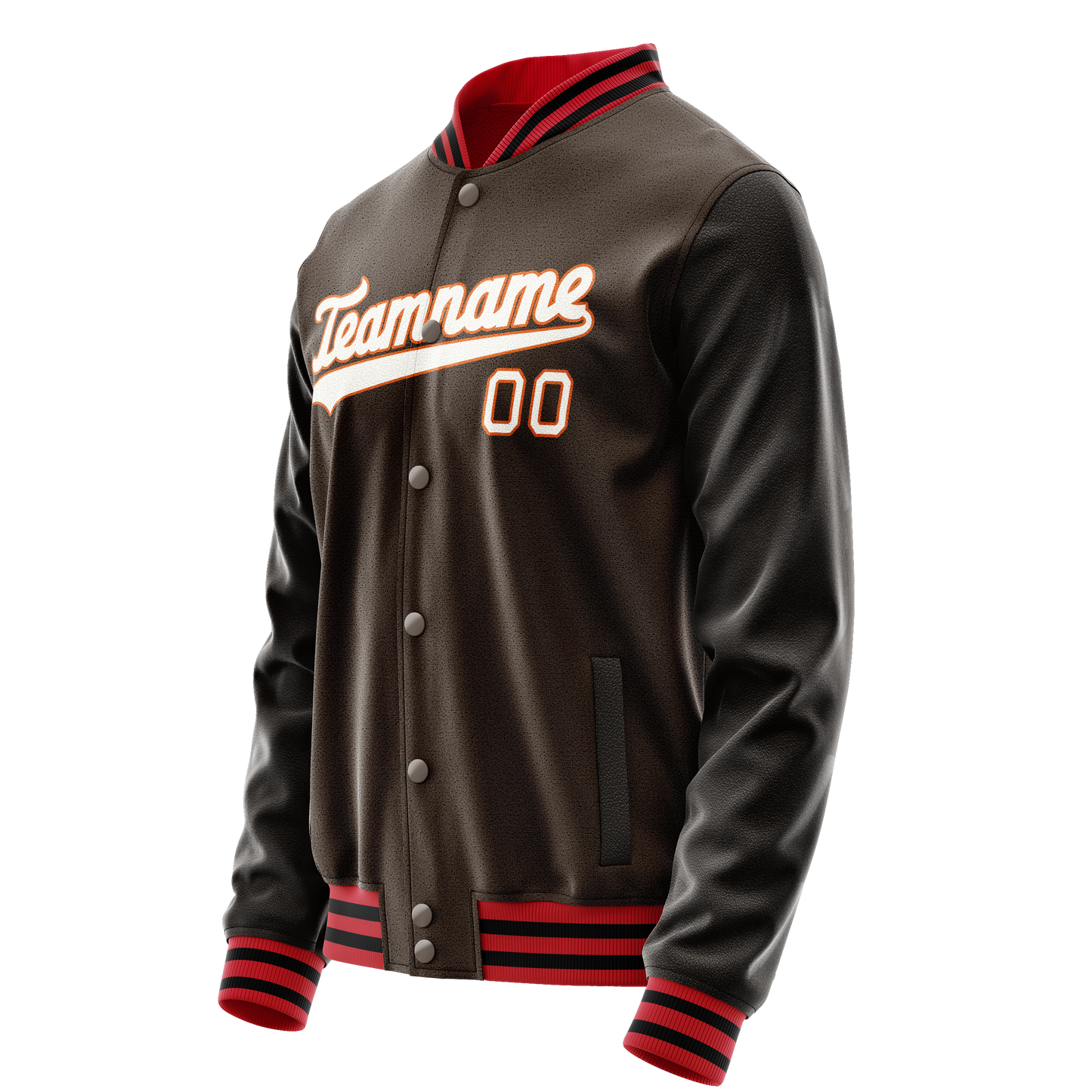 Custom Brown White Solid Color Varsity Letterman Jacket