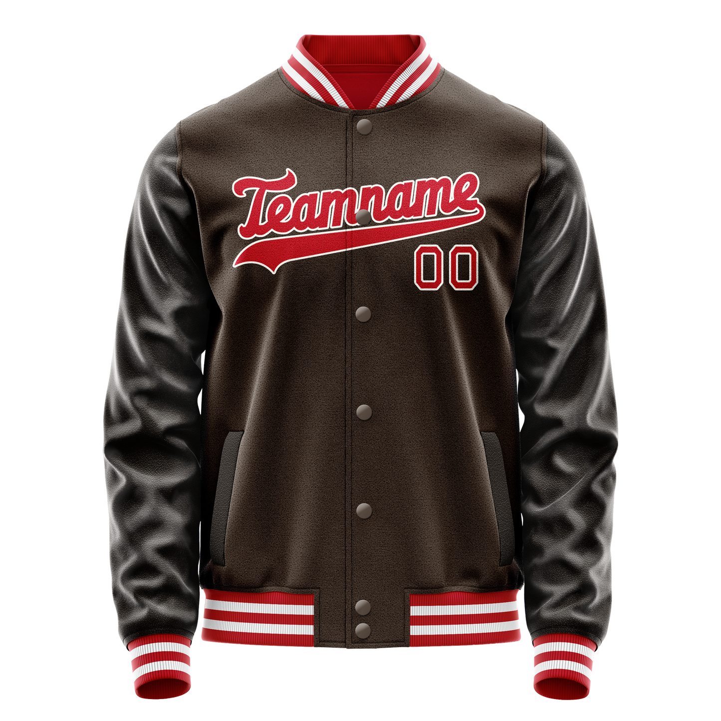 Custom Brown Orange Solid Color Varsity Letterman Jacket