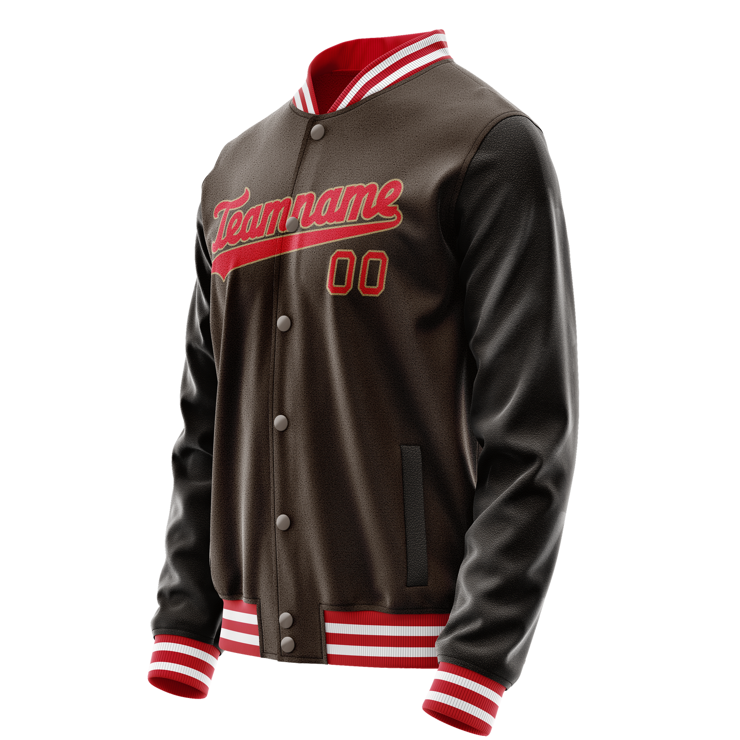 Custom Brown Red Solid Color Varsity Letterman Jacket