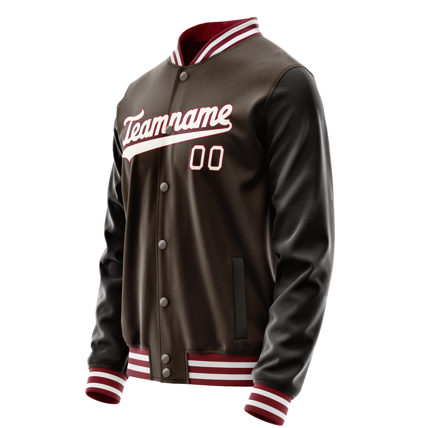 Custom Brown White Solid Color Varsity Letterman Jacket
