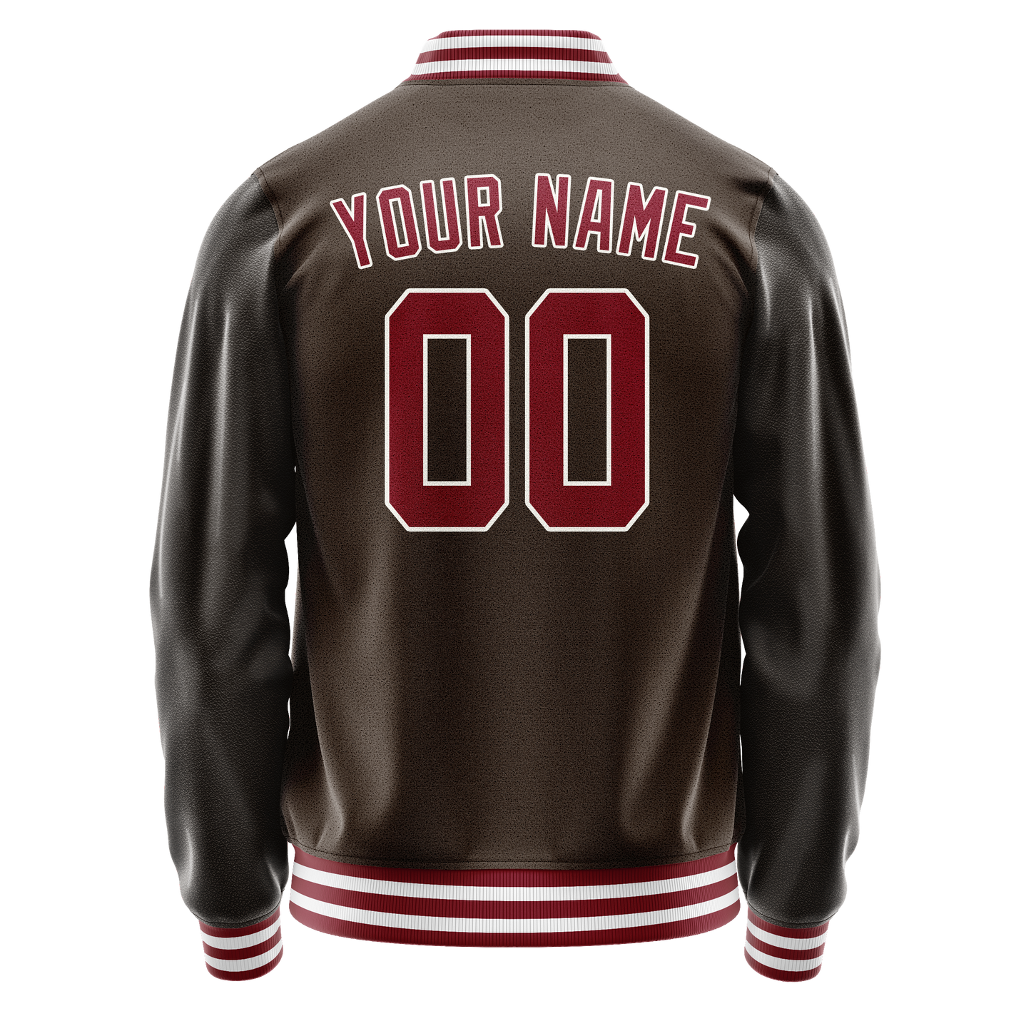 Custom Brown Red Solid Color Varsity Letterman Jacket