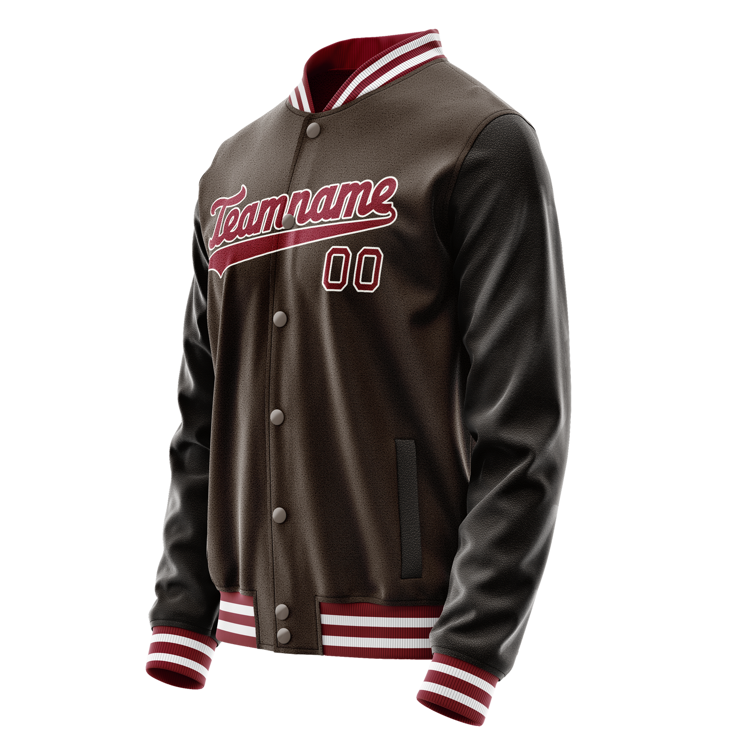 Custom Brown Red Solid Color Varsity Letterman Jacket