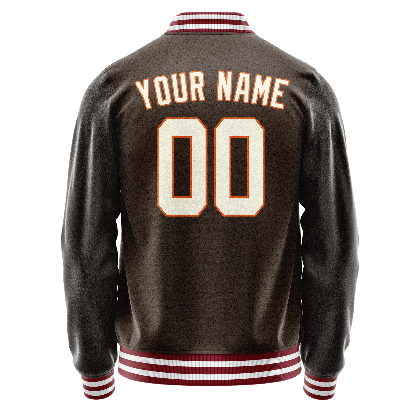 Custom Brown Gray Solid Color Varsity Letterman Jacket