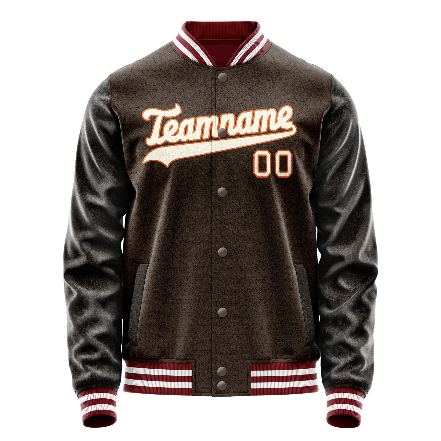Custom Brown Gray Solid Color Varsity Letterman Jacket