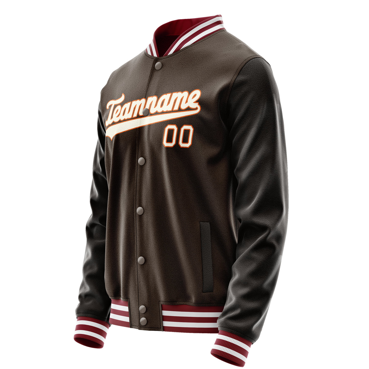 Custom Brown Gray Solid Color Varsity Letterman Jacket