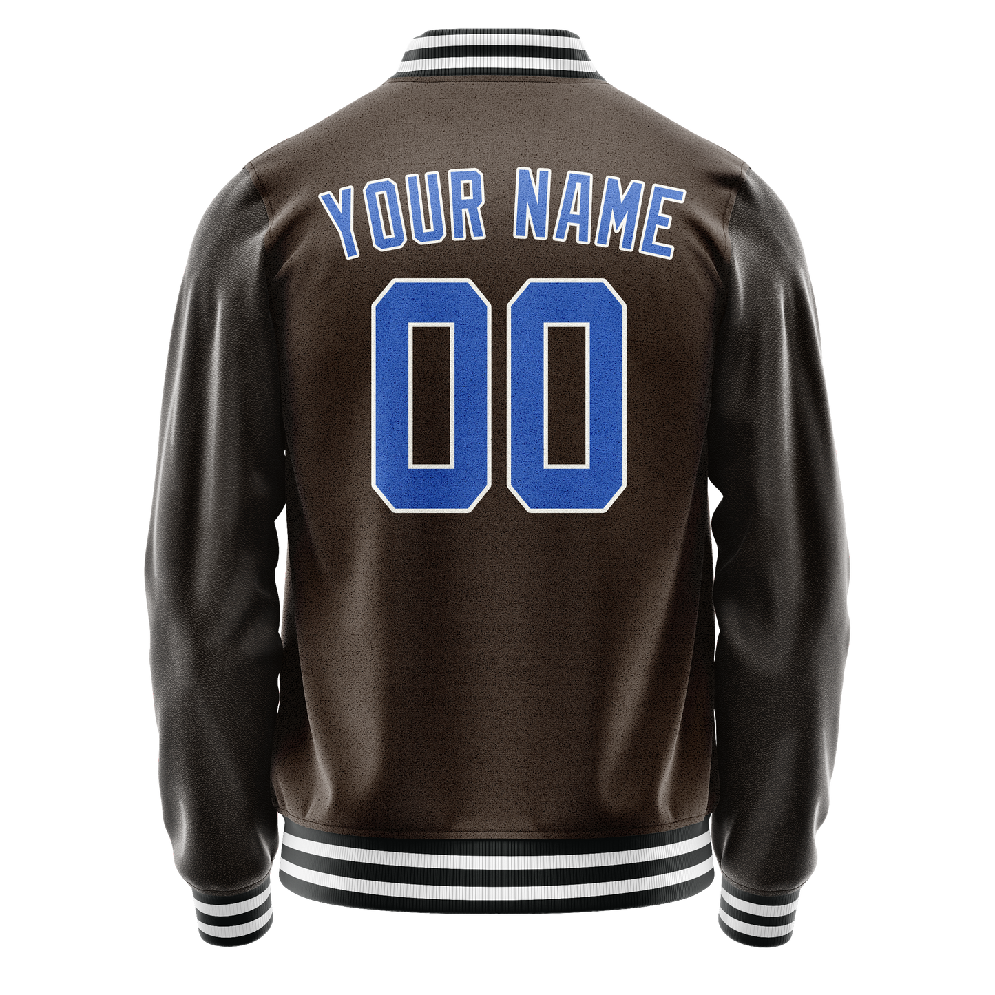 Custom Brown Light-Blue Solid Color Varsity Letterman Jacket
