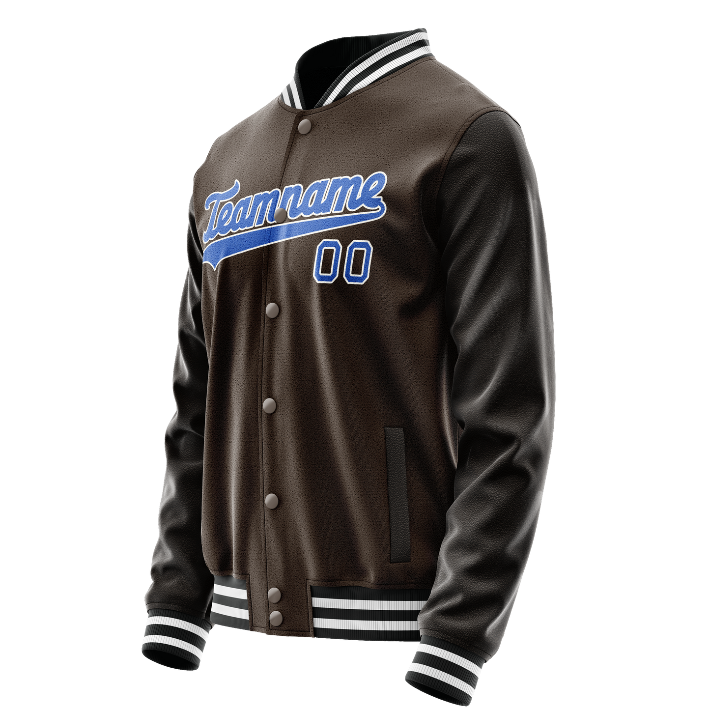 Custom Brown Light-Blue Solid Color Varsity Letterman Jacket
