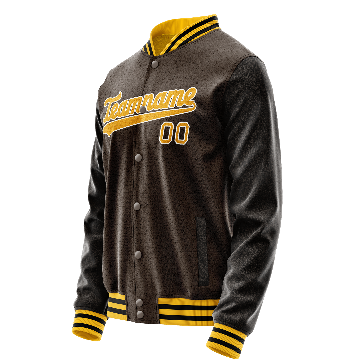 Custom Brown Gold Solid Color Varsity Letterman Jacket
