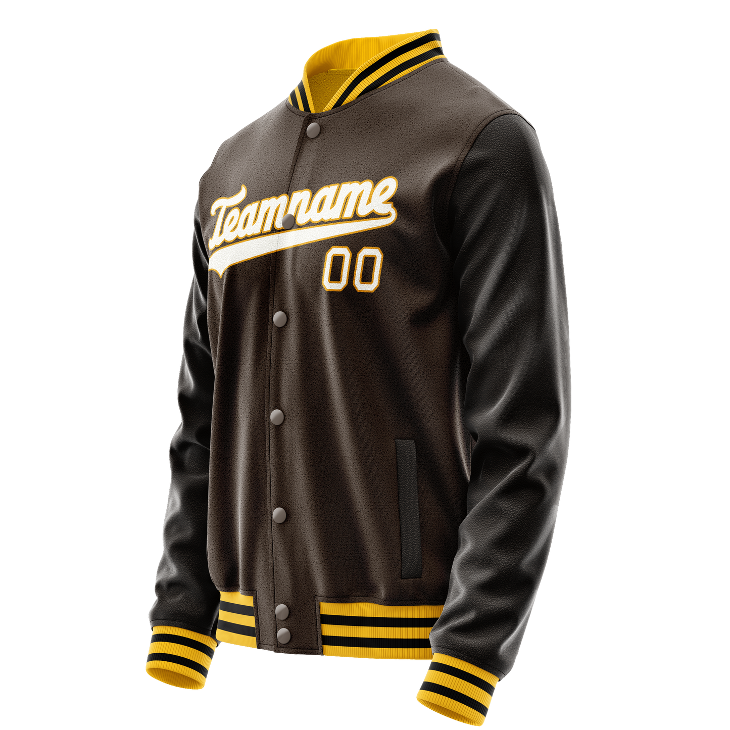 Custom Brown White Solid Color Varsity Letterman Jacket