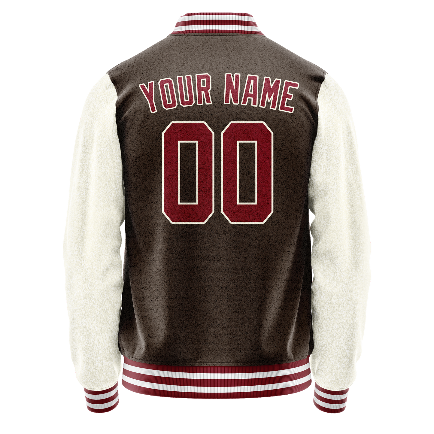 Custom Brown Cream Solid Color Varsity Letterman Jacket