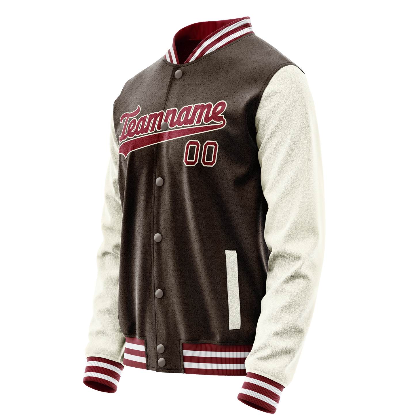 Custom Brown Cream Solid Color Varsity Letterman Jacket