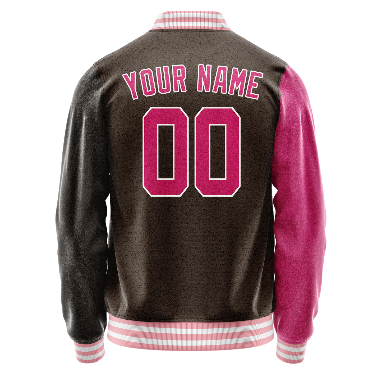 Custom Brown Pink Split Varsity Letterman Jacket