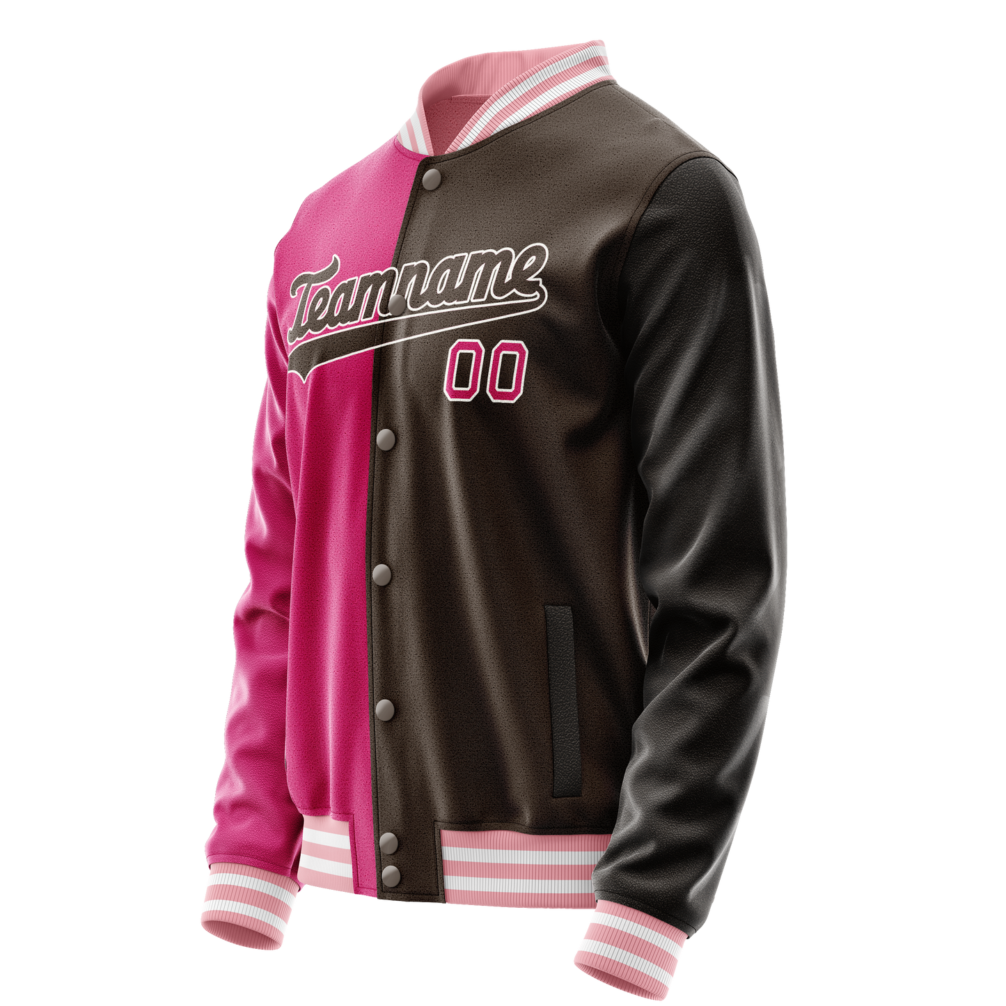 Custom Brown Pink Split Varsity Letterman Jacket